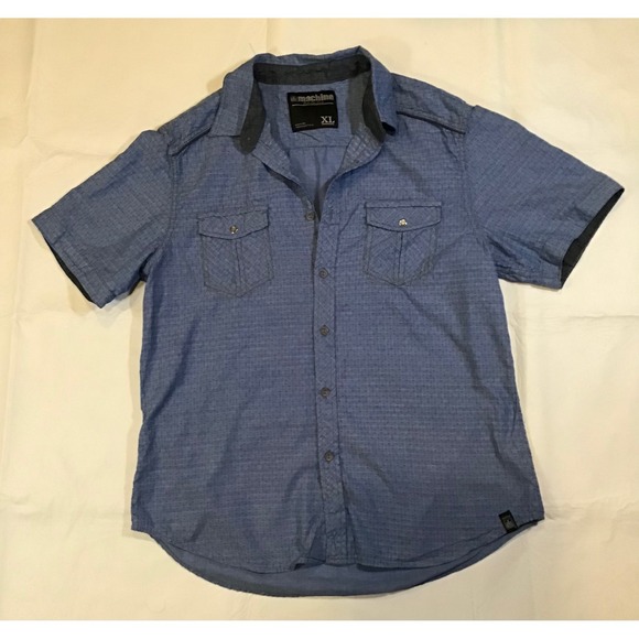 Machine Other - Machine Mens XL Blue Geometric Print Short Sleeve Button Down Shirt